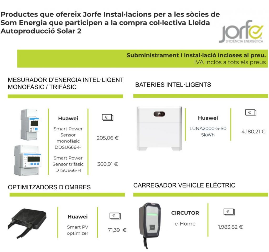 Productes adicionals compra col·lectiva Lleida Autoproducció Solar 2